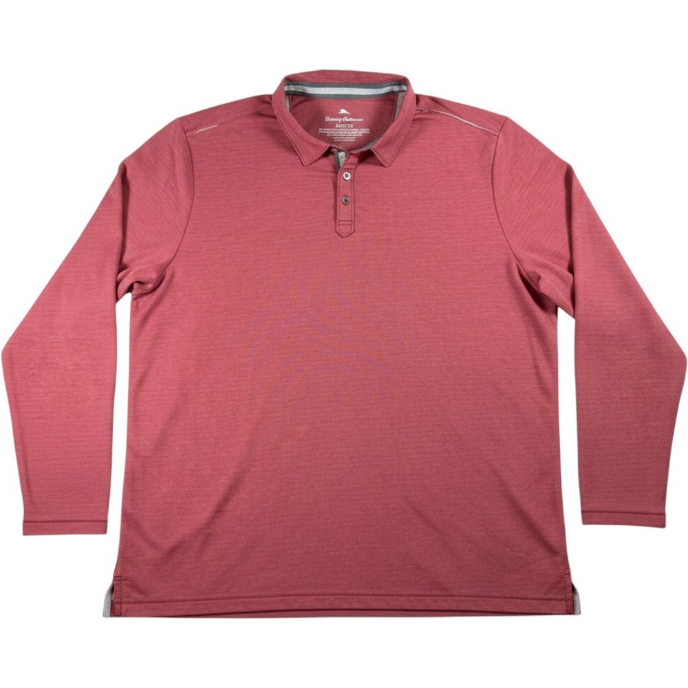 Tommy Bahama Men's XXL Long Sleeve Polo Shirt Red Stretch Casual